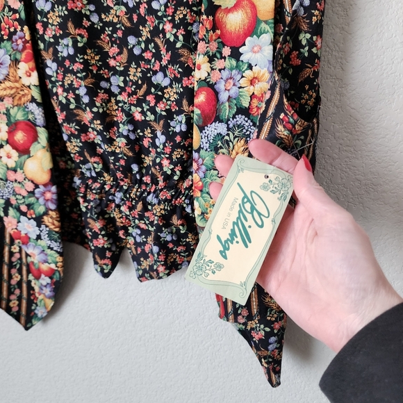 BILLINGS x VINTAGE 80s new old stock fruit floral vest / belt set NEW - Picture 6 of 7